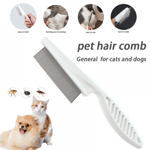 1pc White Pet Flea Comb For Dogs & Cats Pet Grooming Tool with Rounded & Smooth Ends