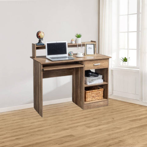 Brown particleboard 110*50*95cm one-draw two-layer computer desk