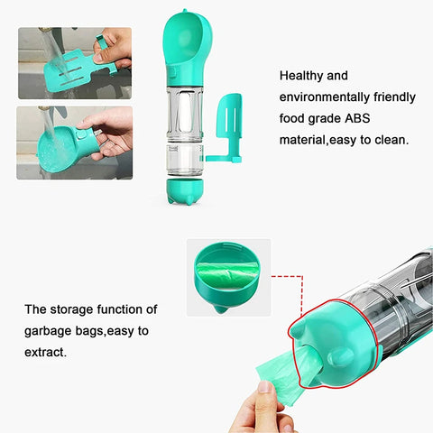 4 in 1 Dog Water Bottles Portable Pet Water Bottle Dog Cat Travel Water Dispenser for Walking Hiking