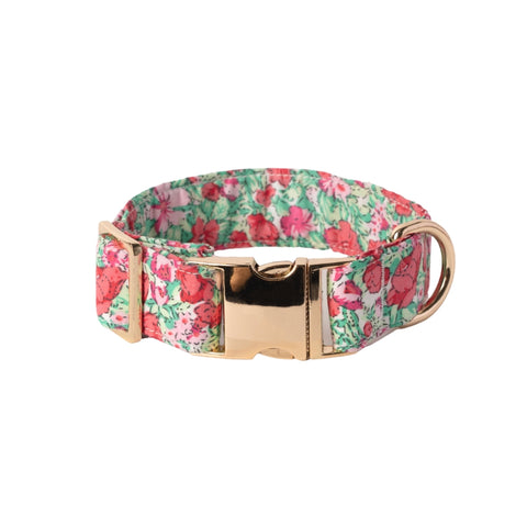 Handmade Collar Leash Matching Set - Rose Garden