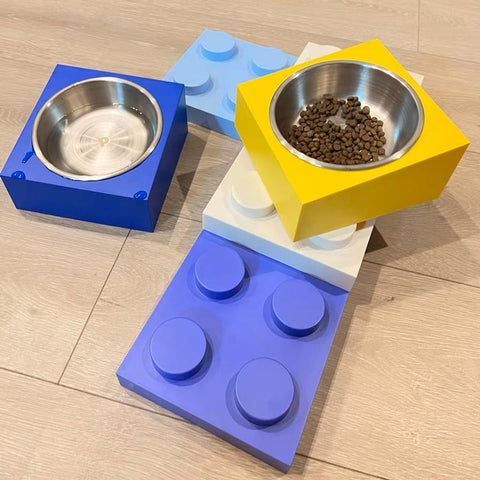 Building Block Pet Food Bowl Dog Bowl Cat Bowl Combined Double Bowl Pet Bowl Pet Supplies