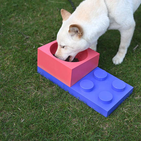 Building Block Pet Food Bowl Dog Bowl Cat Bowl Combined Double Bowl Pet Bowl Pet Supplies