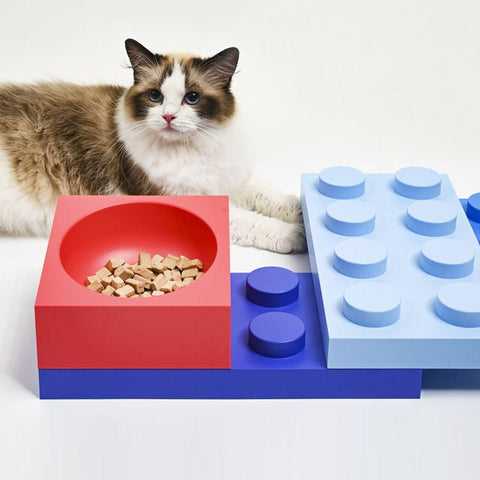 Building Block Pet Food Bowl Dog Bowl Cat Bowl Combined Double Bowl Pet Bowl Pet Supplies