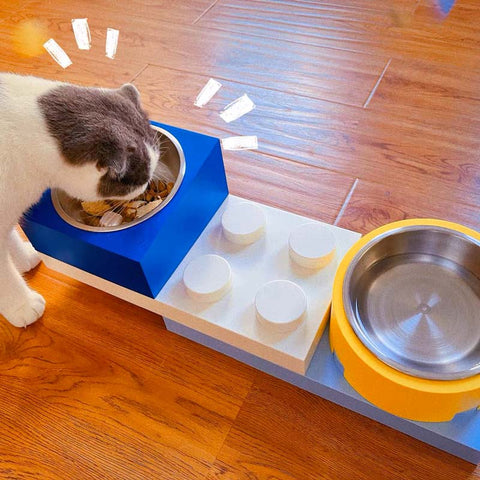 Building Block Pet Food Bowl Dog Bowl Cat Bowl Combined Double Bowl Pet Bowl Pet Supplies