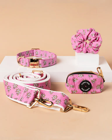 Handmade Collar Leash Matching Set - Floral Delight