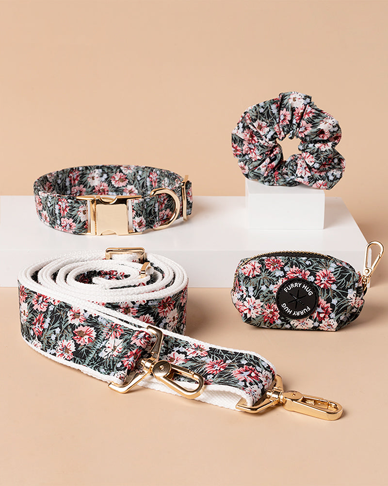 Handmade Collar Leash Matching Set - Blossom Bliss