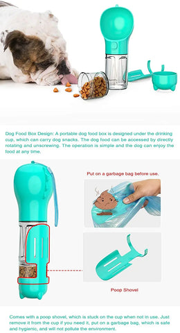 4 in 1 Dog Water Bottles Portable Pet Water Bottle Dog Cat Travel Water Dispenser for Walking Hiking