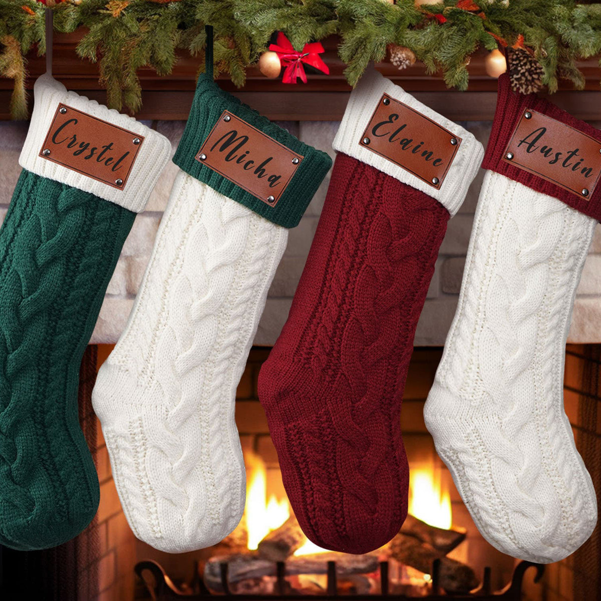 Christmas Stockings With Name Leather Knitted Christmas Stockings