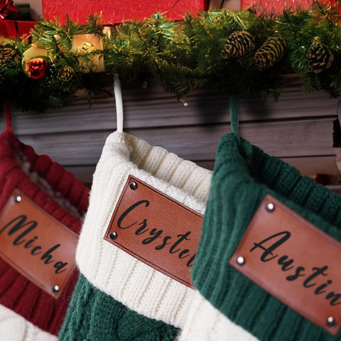 Christmas Stockings With Name Leather Knitted Christmas Stockings