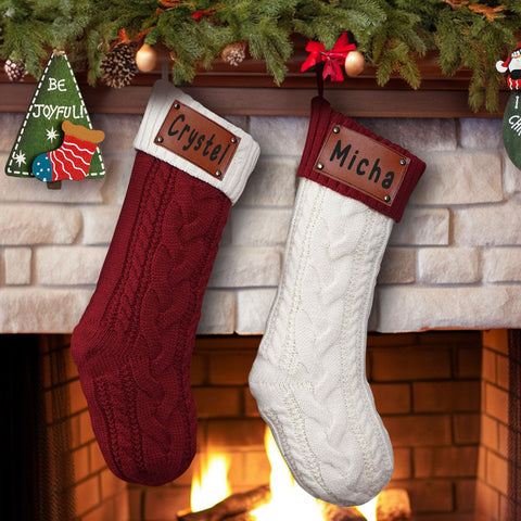 Christmas Stockings With Name Leather Knitted Christmas Stockings