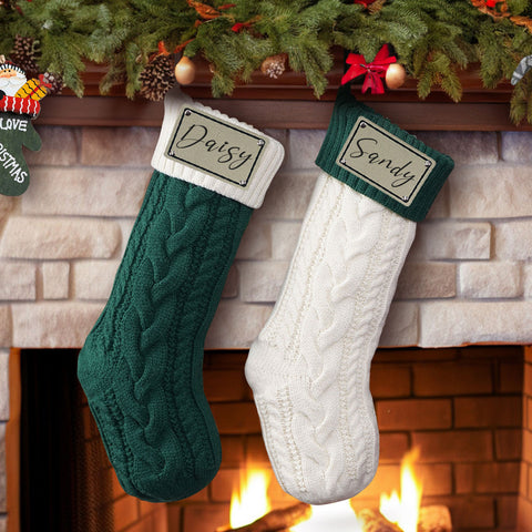 Christmas Stockings With Name Leather Knitted Christmas Stockings