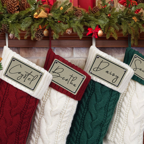 Christmas Stockings With Name Leather Knitted Christmas Stockings