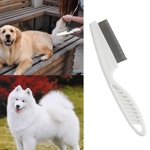 1pc White Pet Flea Comb For Dogs & Cats Pet Grooming Tool with Rounded & Smooth Ends