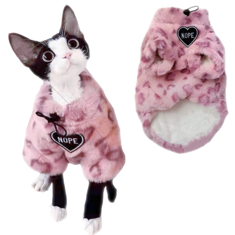 Leopard Print Winter Cat Clothes 2-legged Thickened Warm Soft Lining Cat Outfits